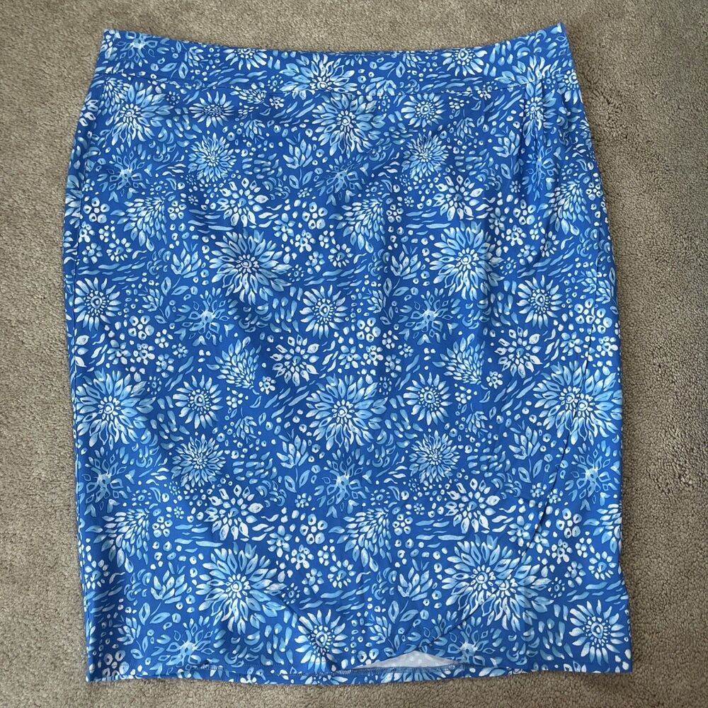 Ripskirt Hawaii Midi Skirt Womens XXL Wrap Stretch Blue Floral Vacation Beach